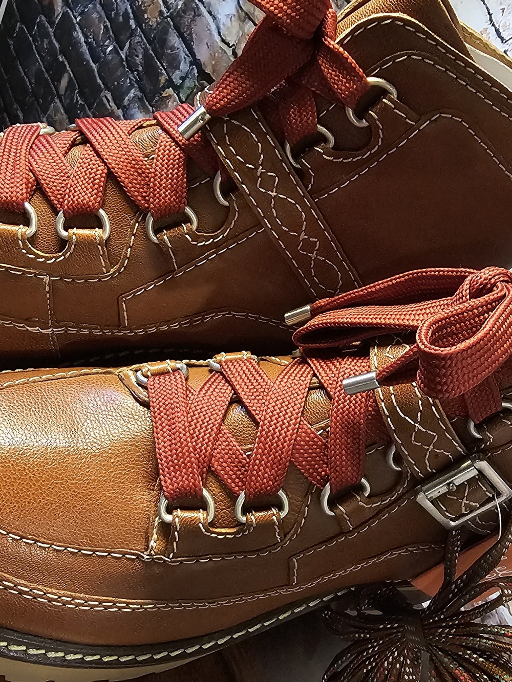 Free People Lug Sole Lace Up Combat Hiking Boots Cognac Brown Size 11 NIB - Picture 2 of 8